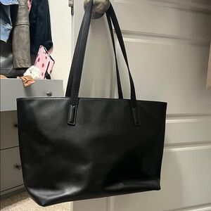 Elegant Black Leather Tote Bag